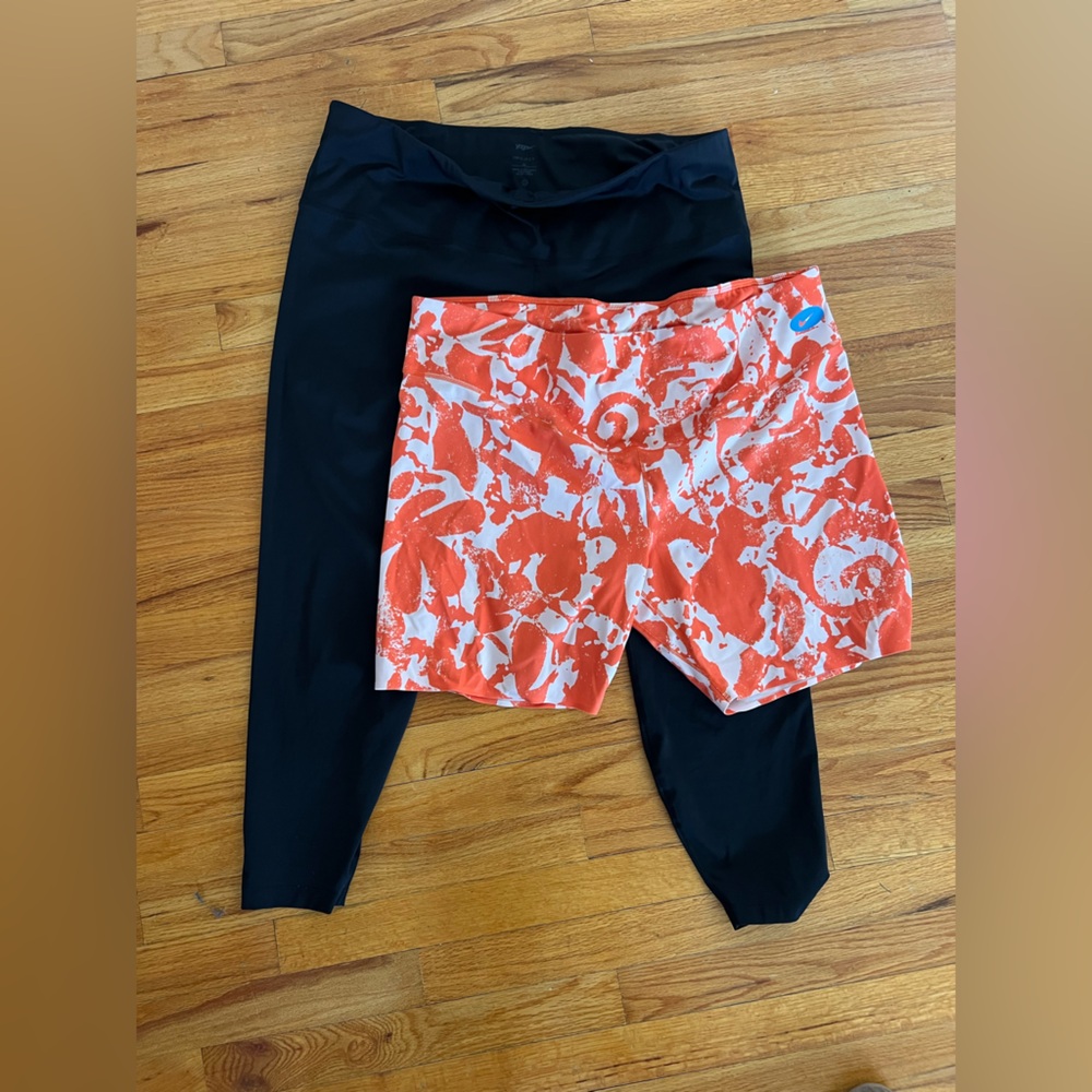Nike Dri-fit workout pants/leggings and Orange & Black Nike Patterned Shorts 3x